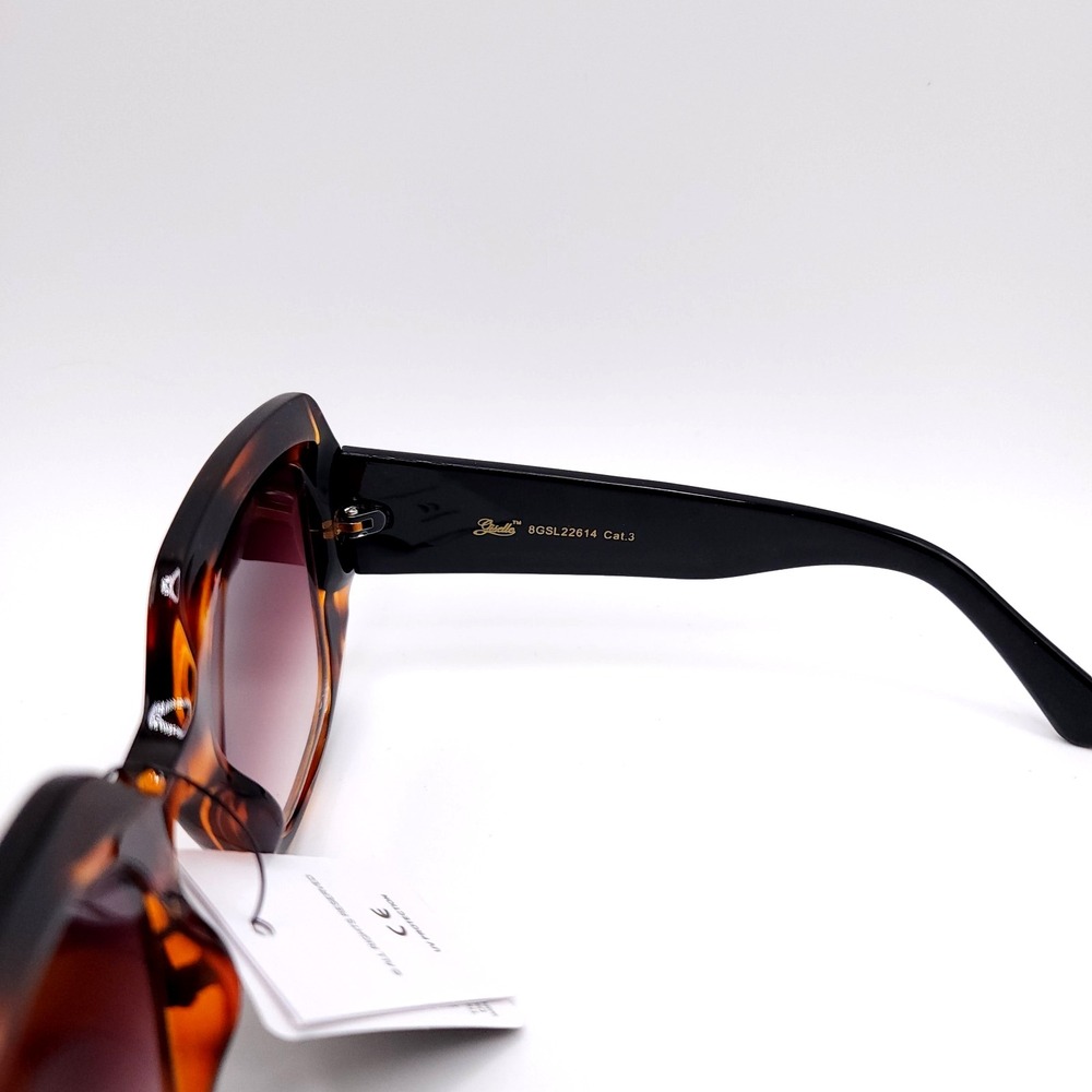 Giselle Oversized Square Sunglasses Black Tortoise Purple Gradient UV400 Glam - Picture 5 of 6